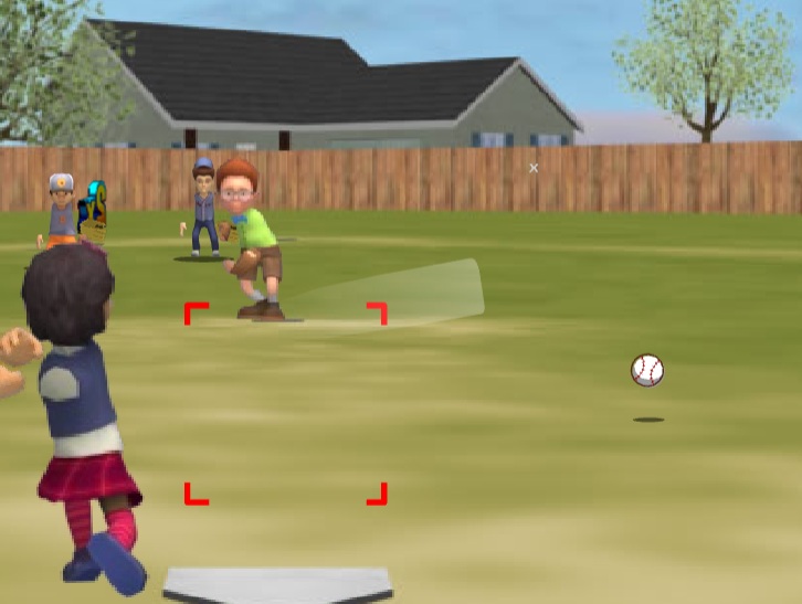 playing at the backyard in backyard baseball